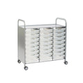 Callero Plus Treble Column Silver Trolley with 24 Shallow Trays Gratnells