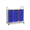 Callero Plus Treble Column Silver Trolley with 24 Shallow Trays Gratnells