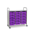 Callero Plus Treble Column Silver Trolley with 24 Shallow Trays Gratnells