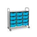 Callero Plus Treble Column Silver Trolley with 12 Deep Trays Gratnells