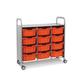 Callero Plus Treble Column Silver Trolley with 12 Deep Trays Gratnells