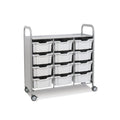 Callero Plus Treble Column Silver Trolley with 12 Deep Trays Gratnells