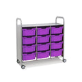 Callero Plus Treble Column Silver Trolley with 12 Deep Trays Gratnells