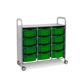 Callero Plus Treble Column Silver Trolley with 12 Deep Trays Gratnells