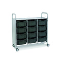 Callero Plus Treble Column Silver Trolley with 12 Deep Trays Gratnells