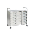 Callero Plus Treble Column Silver Trolley with 16 Shallow & 4 Deep Trays Gratnells