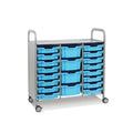 Callero Plus Treble Column Silver Trolley with 16 Shallow & 4 Deep Trays Gratnells