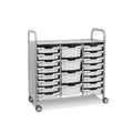 Callero Plus Treble Column Silver Trolley with 16 Shallow & 4 Deep Trays Gratnells