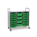 Callero Plus Treble Column Silver Trolley with 16 Shallow & 4 Deep Trays Gratnells