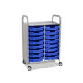 Callero Plus Double Column Silver Trolley with 16 Shallow Trays Gratnells