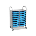 Callero Plus Double Column Silver Trolley with 16 Shallow Trays Gratnells