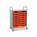Callero Plus Double Column Silver Trolley with 16 Shallow Trays Gratnells