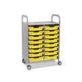 Callero Plus Double Column Silver Trolley with 16 Shallow Trays Gratnells