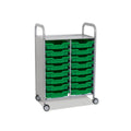 Callero Plus Double Column Silver Trolley with 16 Shallow Trays Gratnells