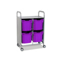 Callero Plus Double Column Silver Trolley with 4 Jumbo Trays Gratnells