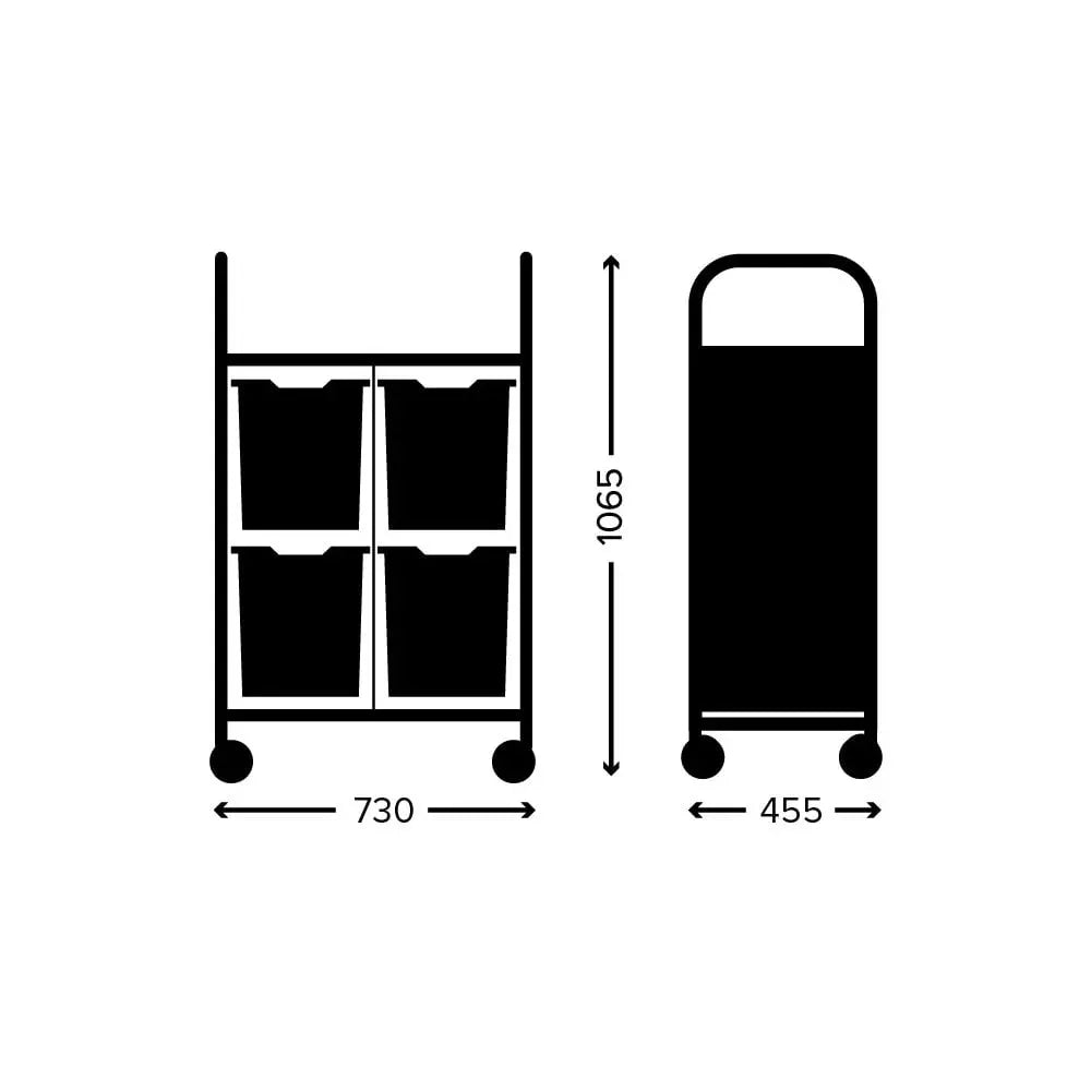 Callero Plus Double Column Silver Trolley with 4 Jumbo Trays Gratnells