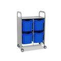 Callero Plus Double Column Silver Trolley with 4 Jumbo Trays Gratnells