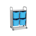 Callero Plus Double Column Silver Trolley with 4 Jumbo Trays Gratnells