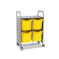 Callero Plus Double Column Silver Trolley with 4 Jumbo Trays Gratnells