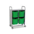 Callero Plus Double Column Silver Trolley with 4 Jumbo Trays Gratnells