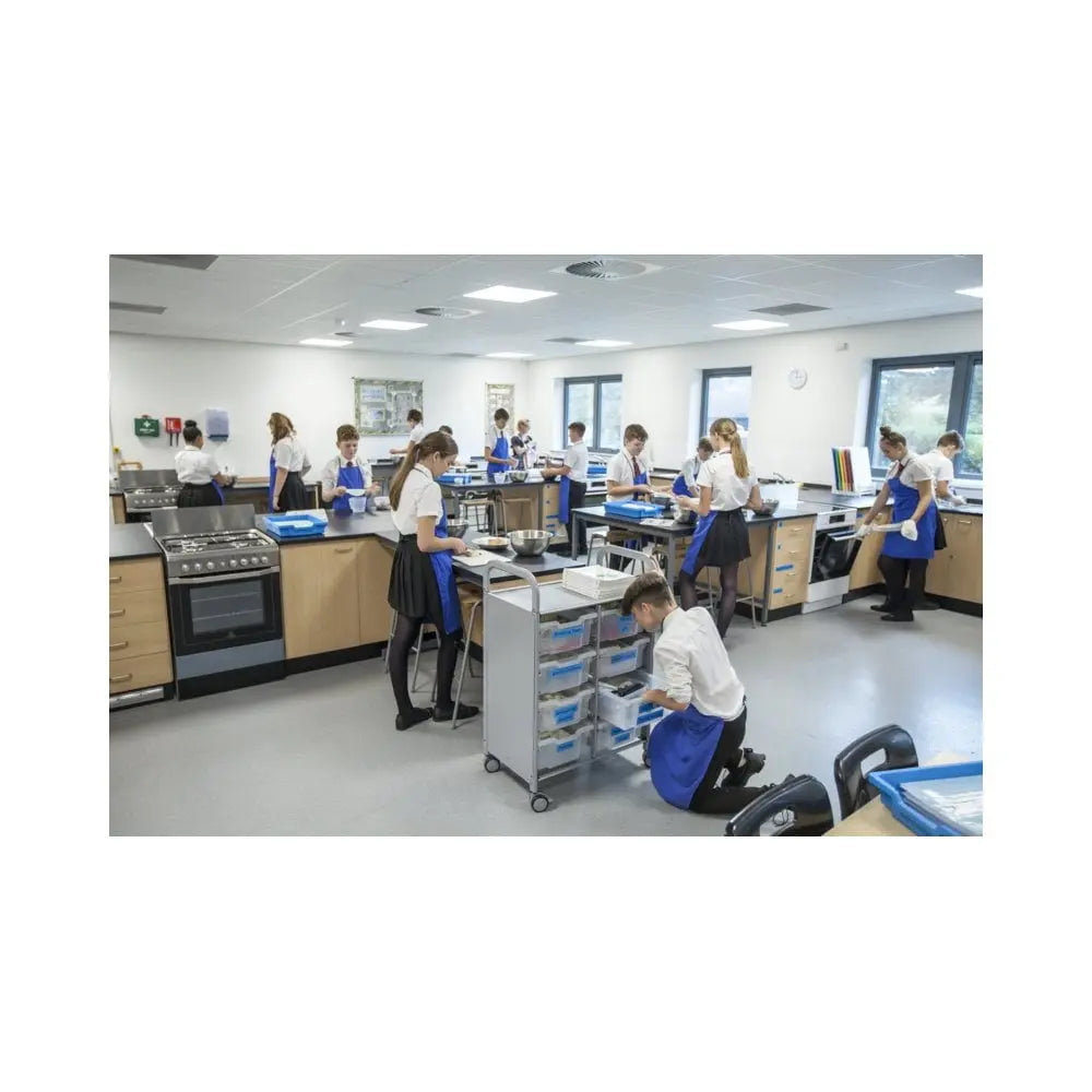 Callero Plus Double Column Silver Trolley with 8 Deep Trays Gratnells