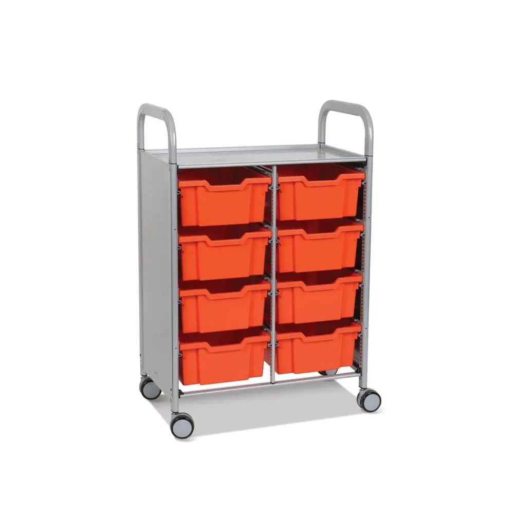 Callero Plus Double Column Silver Trolley with 8 Deep Trays Gratnells