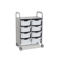 Callero Plus Double Column Silver Trolley with 8 Deep Trays Gratnells