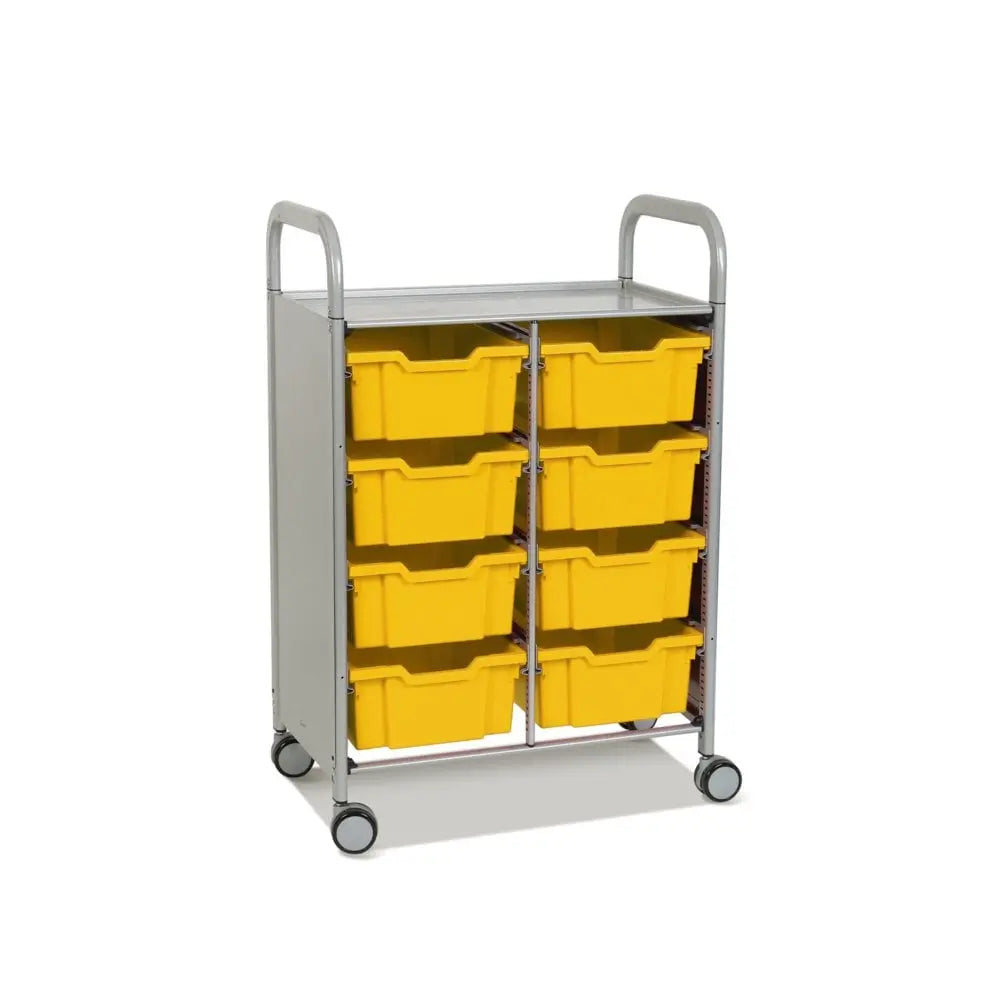 Callero Plus Double Column Silver Trolley with 8 Deep Trays Gratnells