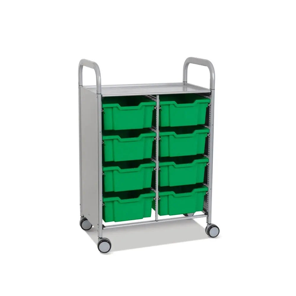 Callero Plus Double Column Silver Trolley with 8 Deep Trays Gratnells