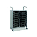 Callero Plus Double Column Silver Trolley with 16 Shallow Trays Gratnells