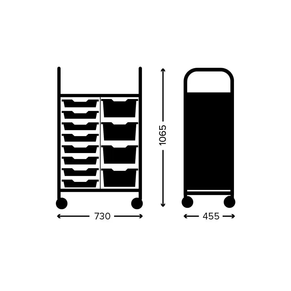 Callero Plus Double Column Silver Trolley with 8 Shallow & 4 Deep Trays Gratnells