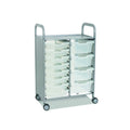Callero Plus Double Column Silver Trolley with 8 Shallow & 4 Deep Trays Gratnells