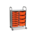 Callero Plus Double Column Silver Trolley with 8 Shallow & 4 Deep Trays Gratnells