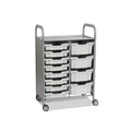 Callero Plus Double Column Silver Trolley with 8 Shallow & 4 Deep Trays Gratnells
