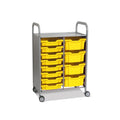 Callero Plus Double Column Silver Trolley with 8 Shallow & 4 Deep Trays Gratnells