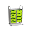 Callero Plus Double Column Silver Trolley with 8 Shallow & 4 Deep Trays Gratnells