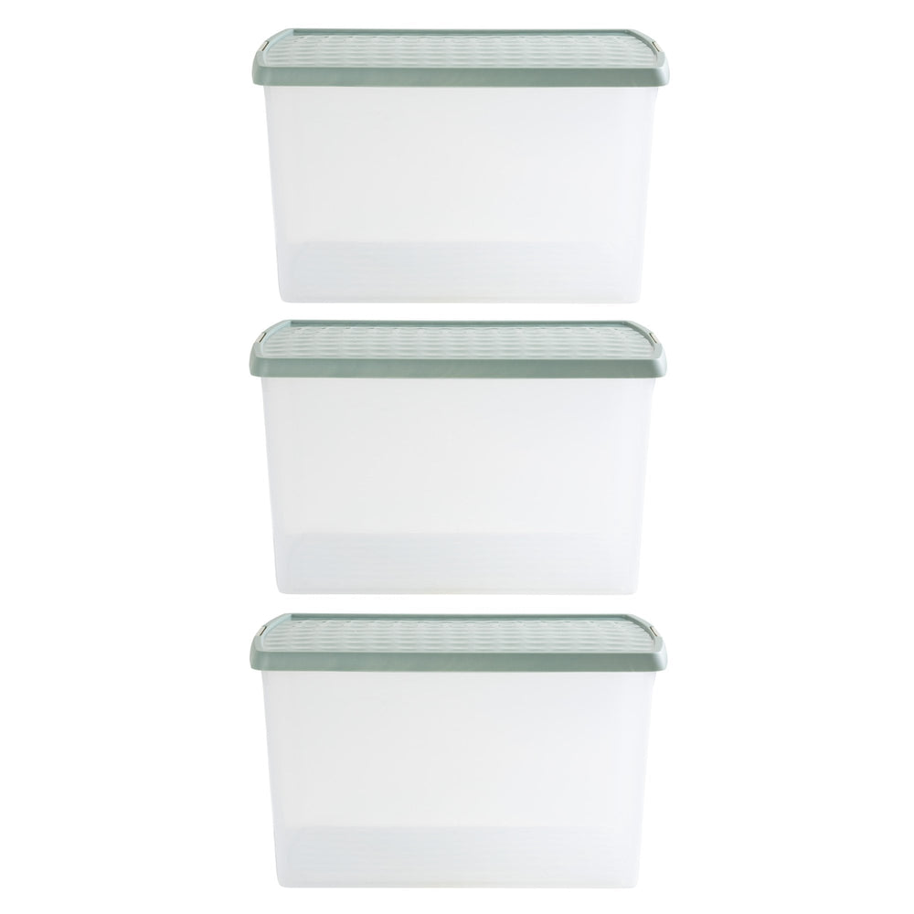 Pack of 3 - 62 Litre Wham Clip Plastic Storage Box with Lid 13.02