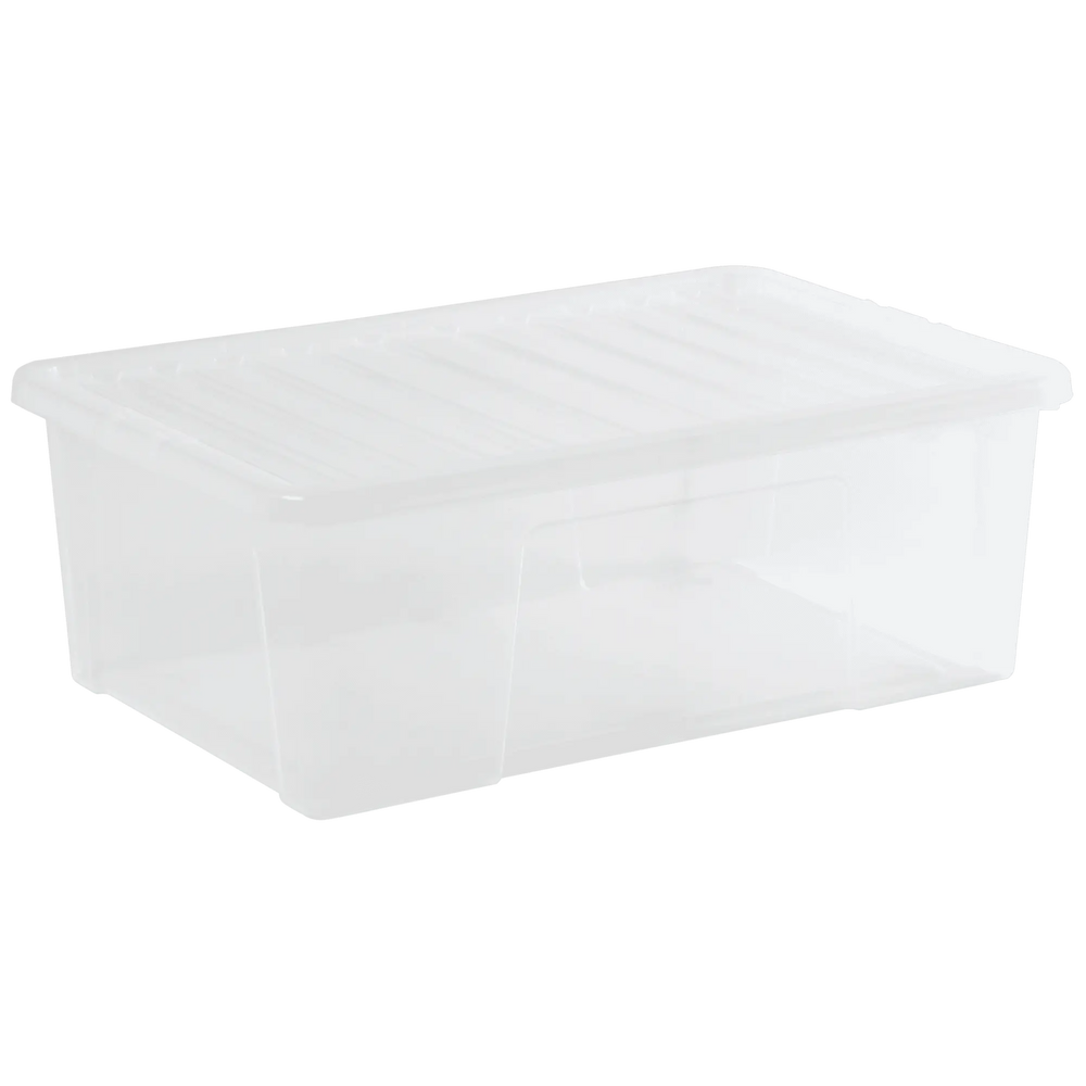 Pack of 4 - 68 Litre Crystal Plastic Storage Box with Lid Wham Storage