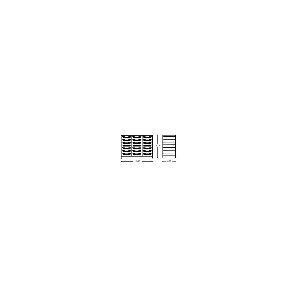 Science Bench Height Treble Frame with 21 Shallow Trays Gratnells
