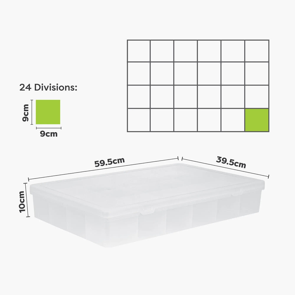 Large Organiser Box 7.01 with 24 Dividers Clear/Clear   13803 Wham Storage