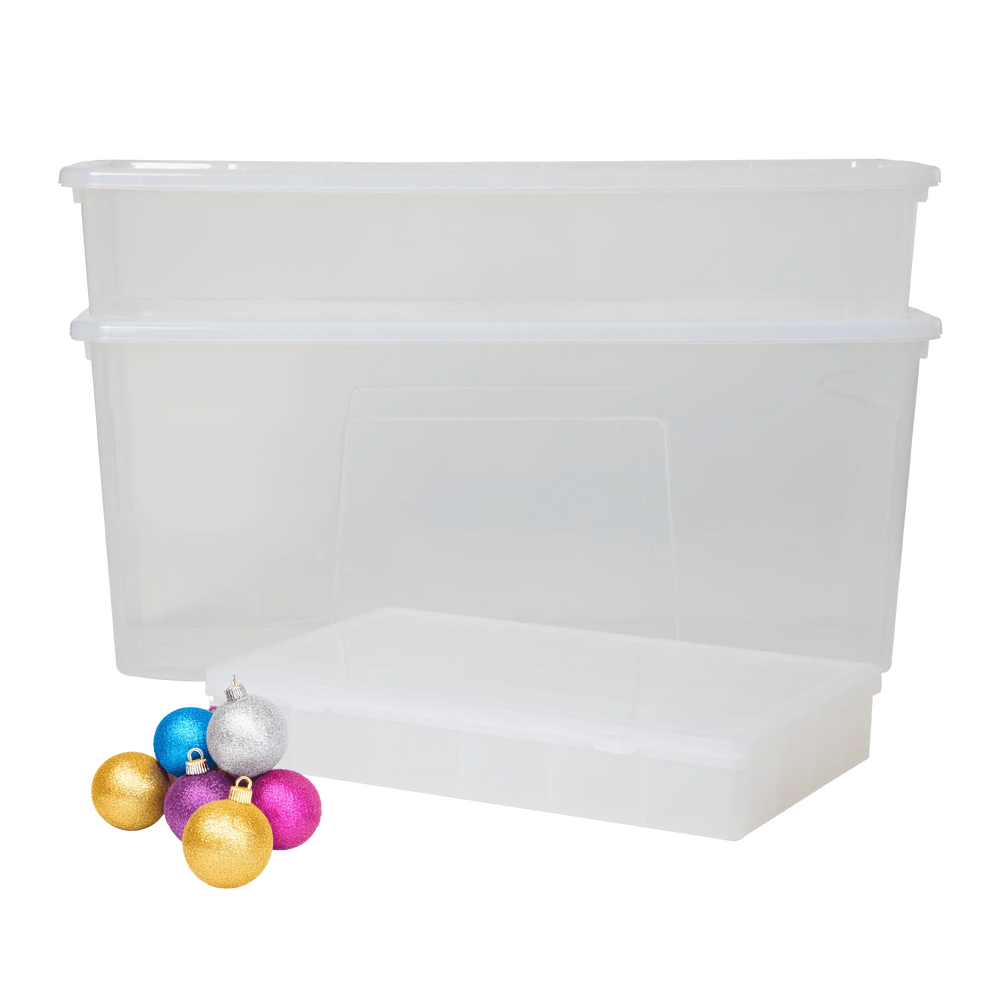 Wham Festive 3 Piece Tree, Decoration & Bauble Storage Boxes Clear Wham Storage