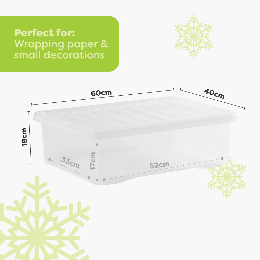 Wham Festive 3 Piece Tree & 2 Decoration Storage Boxes Clear Wham Storage