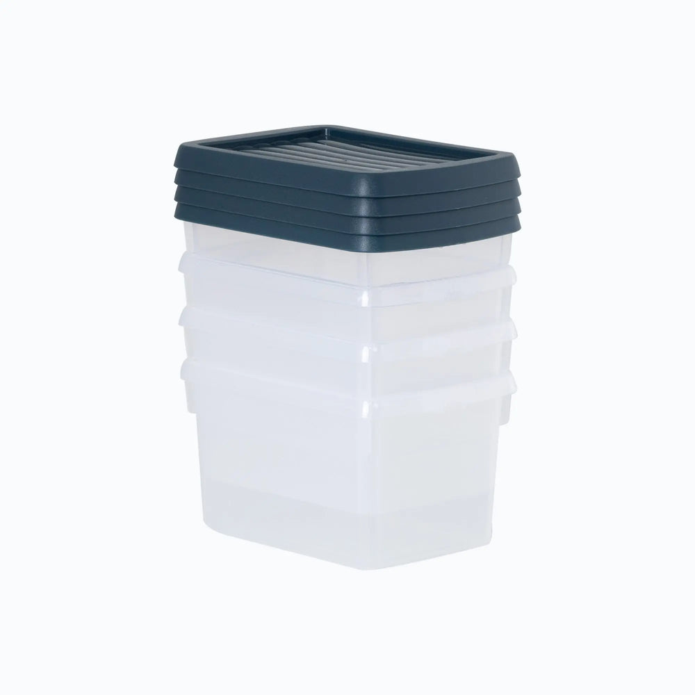 Set of 4 - 1.5 Litre Wham Plastic Storage Boxes with Mixed Coloured Lids Wham Storage