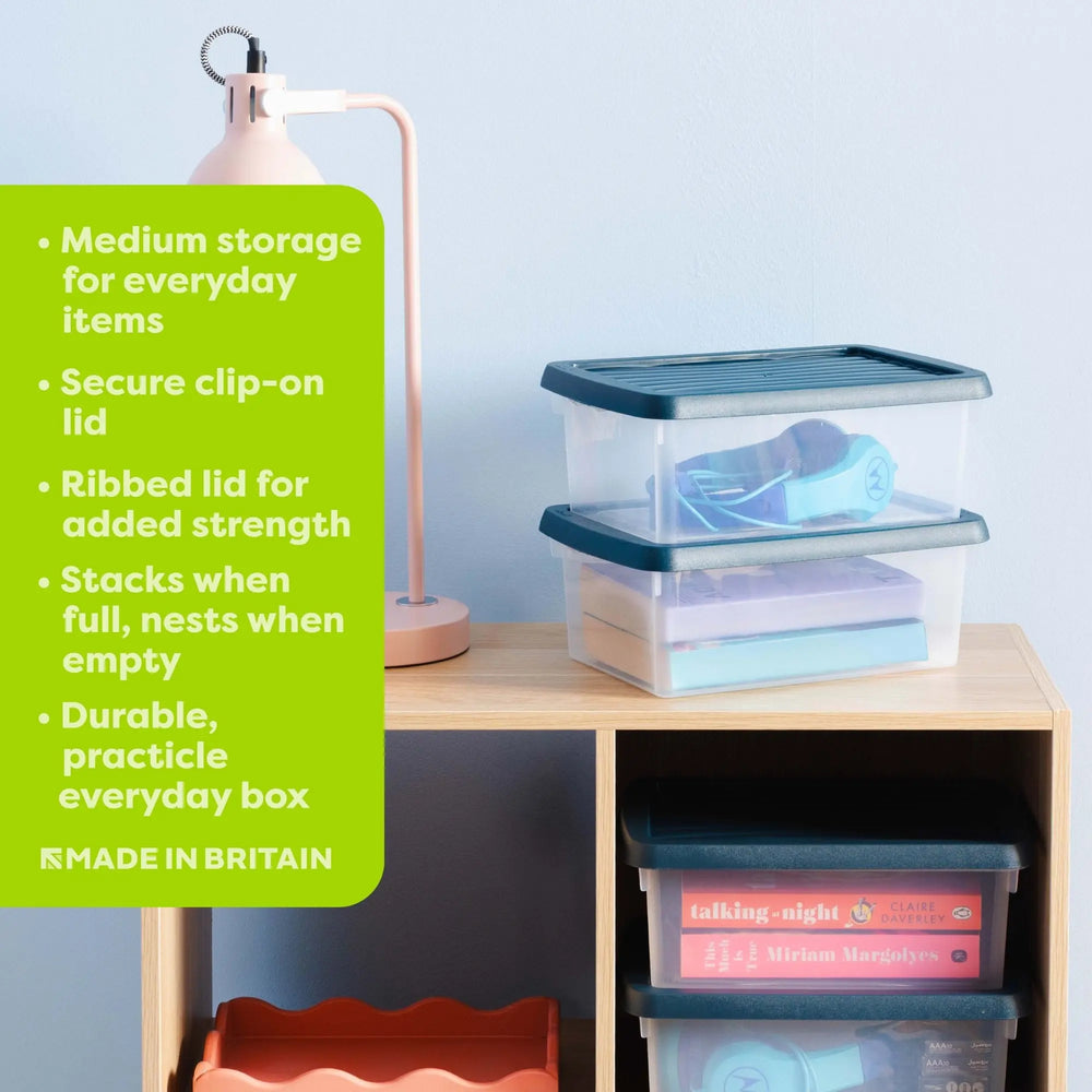 Set of 4 - 3.5 Litre Wham Plastic Storage Boxes with blue/grey Lids Wham Storage