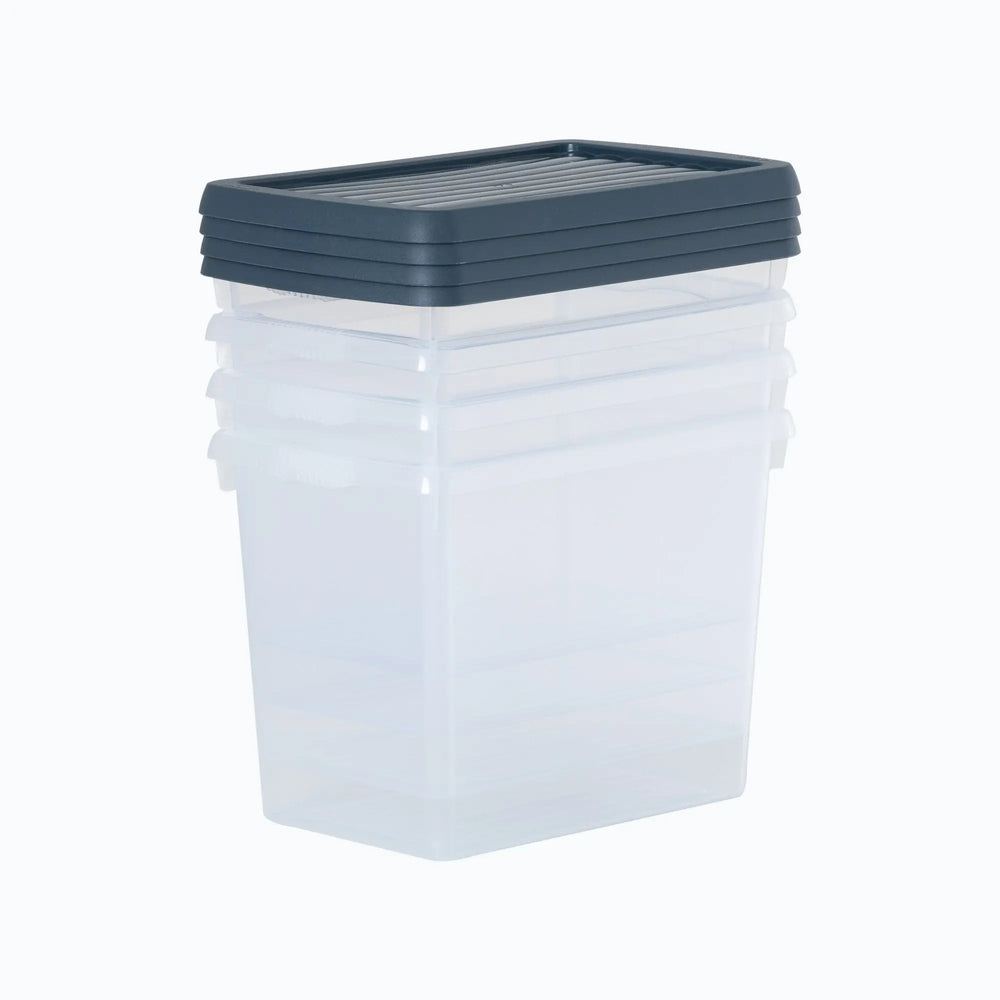 Set of 4 - 6.7 Litre Wham Plastic Storage Boxes with Coloured Lids Wham Storage