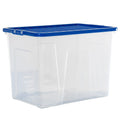 Pack of 3 - 80 Litre Crystal Boxes with Coloured Lids Wham Storage