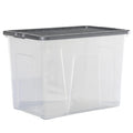 Pack of 3 - 80 Litre Crystal Boxes with Coloured Lids Wham Storage