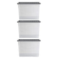 Pack of 3 - 80 Litre Crystal Boxes with Coloured Lids Wham Storage