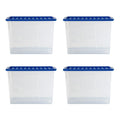 Pack of 4 - 80 Litre Crystal Boxes with Coloured Lids Wham Storage
