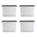 Pack of 4 - 80 Litre Crystal Boxes with Coloured Lids Wham Storage